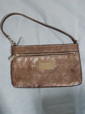 Michael Kors Metallic Gold MK Monogram Wristlet